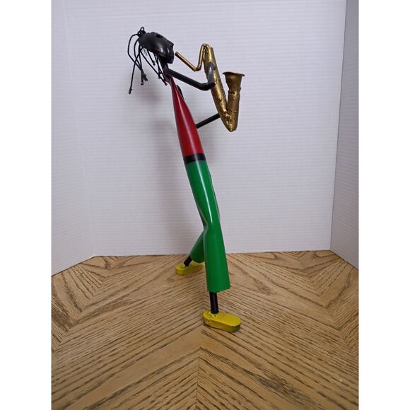 Saxophone Player Sculpture South African Scrap Metal VTG Folk Art Music Theme - Picture 10 of 12